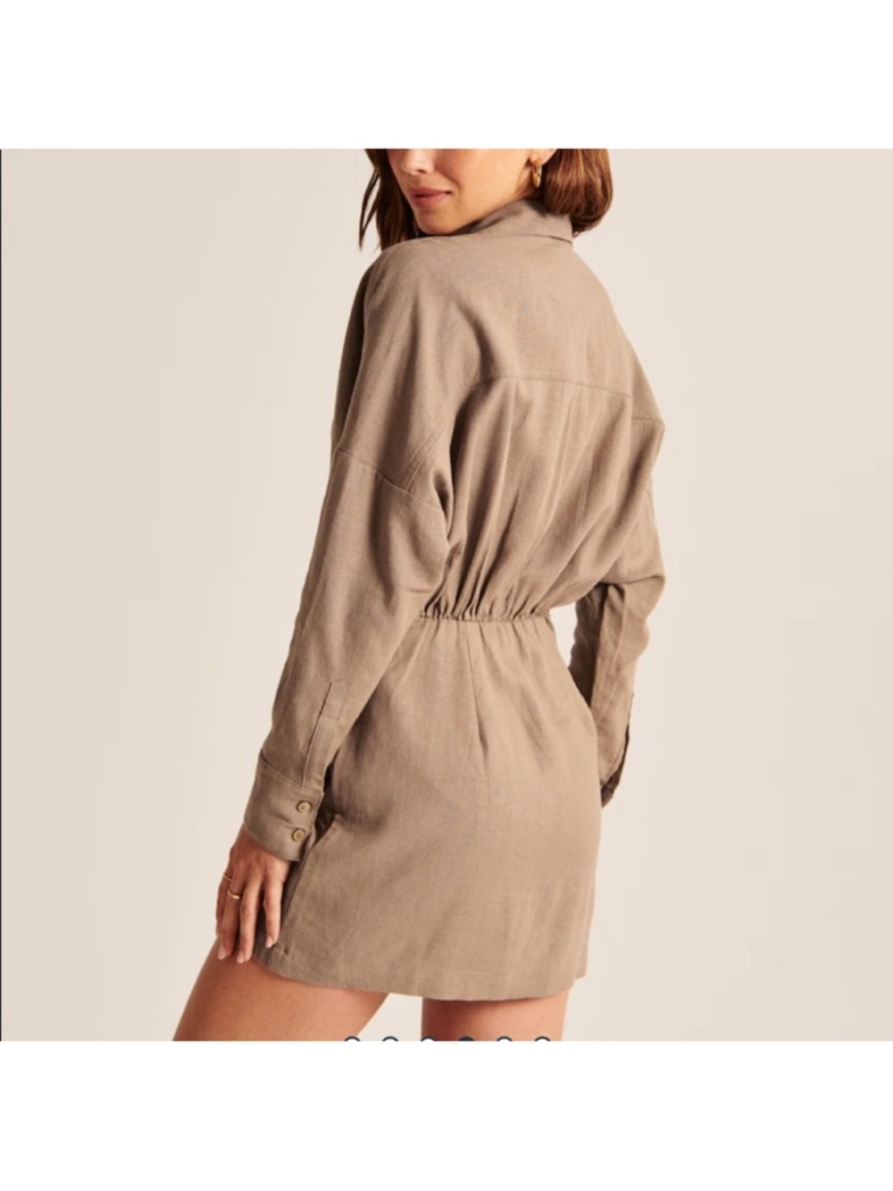 Abercrombie & Fitch Linen Blend Mini Dress Button Down NWT Size Medium Petite - Picture 2 of 10